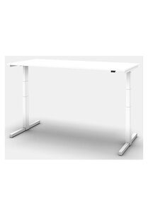 Sit/stand desk 140 x 80 cm Top white, frame in white.