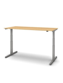 Sit/stand desk 120 x 80 cm Top oak, frame in alu.